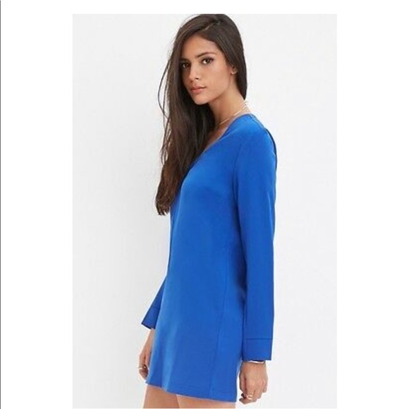 Forever 21 zip front shift dress royal blue M - Picture 2 of 5